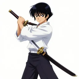Ahri holding a katana on Kentaro Miura style