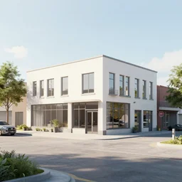 a commercial square, trending on artstatuion, wide shot, bright and soft light, mixed media, octane rendering
