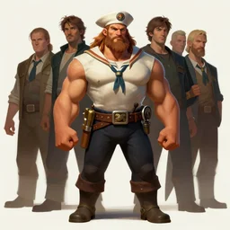 a sailor with huge biceps, dnd character art portrait, matte fantasy painting, deviantart artstation, by jason felix by steve argyle by tyler jacobson by peter mohrbacher by paul hedley, cinema