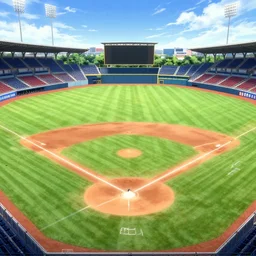 visual novel baseball field background, highly detailed, concept art