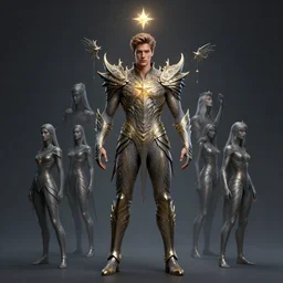 full body portrait of nikolaj coster - waldau as a magical star guardian. detailed face, concept art, intricate, highly detailed 8 k, smooth, sharp focus, handsome and aesthetic shape of face and body, artgerm, artstation, art by zexi guo and nira and junpei suzuki and gharliera and rinotuna