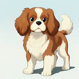 cavalier king charles spaniel, anime art by studio ghibli, by hayao miyazaki