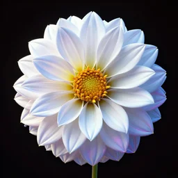 a 3 d render of a white dahlia, psychedelic colors, reflective, outline, unreal engine, 4 k
