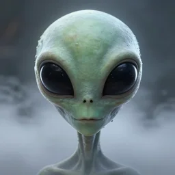alien with large black eyes and a very long forehead. high quality photorealistic octane render 4 k raytraced, hyperrealism, 2 0 2 2, volumetric fog, subsurface scattering, in the style of chris foss