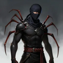 anime guy wearing anbu mask with spider legs growing on his back, wlop, concept art, digital painting, trending on artstation, highly detailed, epic composition, 8 k uhd