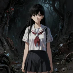 h. r. giger!!!! inspired rei ayanami!!!, japanese girl school uniform, waterhouse, gloomy, dark scifi, in the style of naoko takeuchi, yoshitaka amano!!!!!! chris foss and alan lee, zdzislaw beksinski, ruan jia beautiful!