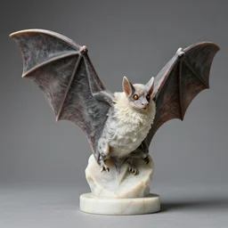 sculpture of a vampire bat, made of marble, beautiful studio lighting