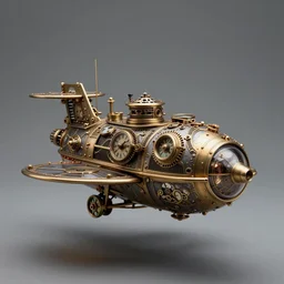 steampunk clockwork flying hovercraft 35mm 8k product photo