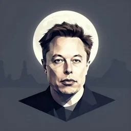 portrait of elon musk as a geometric design minimalist isometric mountain with full moon behind the top, trending on artstation, cute digital art, monument valley