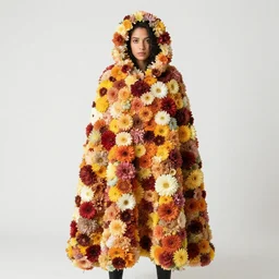 an aqrabuamelu wearing a cloak made of flowers, by Omar Z. Robles, CANON Eos C300, ƒ1.8, 35mm, 8K, medium-format print