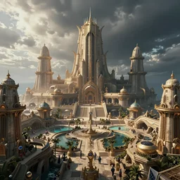 real photograph of atlantis, glorious, futuristic, wide angle lens, thriving civilization