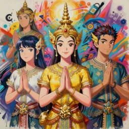 beautiful anime painting of หมานอยในตำนาน, by dao le trong, daniela uhlig, craig mullins, craig davison. trending on artstation, 8 k, masterpiece, graffiti paint, fine detail, full of color, intricate detail, golden ratio illustration