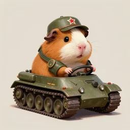 cute little anthropomorphic Guinea Pig driving a tank, tiny, small,  short, American tanker outfit, cute and adorable, pretty, beautiful, DnD character art portrait, matte fantasy painting, DeviantArt Artstation, by Jason Felix by Steve Argyle by Tyler Jacobson by Peter Mohrbacher, cinematic lighting