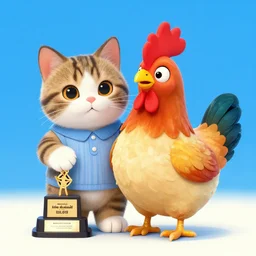 hybrid of a cat and a chicken, vivid colord, award-winning