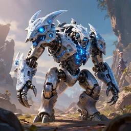 frostclaw machine mecanical creature robot of horizon forbidden west horizon zero dawn bioluminiscence global illumination ray tracing hdr fanart arstation by ian pesty and alena aenami artworks in 4 k