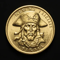 a gold pirate coin, ultra realistic, highly detailed, 4k quality photo