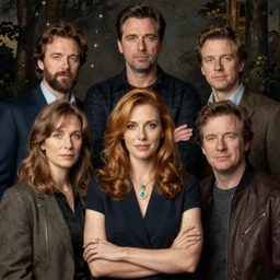 the cast of, steve carell, jenna fischer, john krasinski, rainn wilson, portrait painting by hieronymus bosch