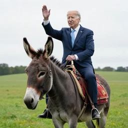 a donkey riding biden