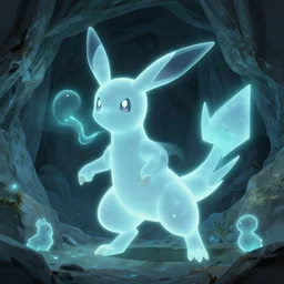 ( ghost pokemon ) creature creature in a alaska cave, bioluminescent bioluminescent translucent translucent : : by michal karcz, daniel merriam, victo ngai and guillermo del toro : : ornate, dynamic, particulate, intricate, elegant, highly detailed, centered, artstation, smooth, sharp focus, octane render, 3 d