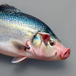 fish body, with a pig head, art in 4 k, high quality