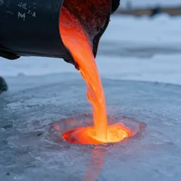 lava being poured on ice
