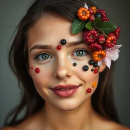 a face made with different color berries