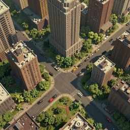 a stylized 2 d cinematic keyframe of a post - apocalyptic tight new york covered by nature roads seen from above debris, abandoned, joy gaze, cel - shaded, edge - to - edge print, rule of thirds, golden ratio, ambient lighting, trending on artstation, octane render, unreal engine