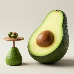 an avocado armchair and avocado table, realistic, 8 k, extremely detailed, cgi, trending on artstation, hyper - realistic render, by greg rutkowski