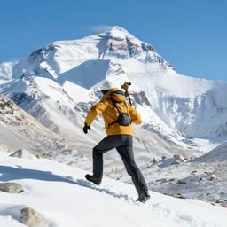 man running up mount everest