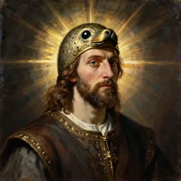 medieval portrait of a man with the head of a seal, realistic, oil painting, historical