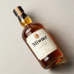 ultra realistic whiskey bottle, top down view, product photography, menu image