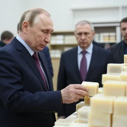 vladimir putin inspecting the quality of soap
