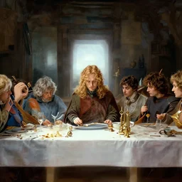 lord of the rings last supper by wes anderson, digital painting, trending on artstation, sharp focus, 4 k