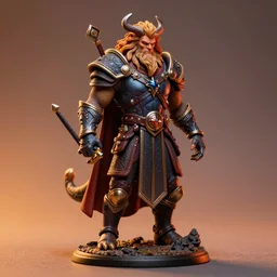 Realistic miniature of a Beast warmage king on a studio shot, movie shot, cinematic perspective, full hd, Vibrant colors, Smooth gradients, High contrast
