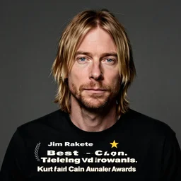photo portrait of Kurt Cobain as best ager model by Jim Rakete, sharp focus, directed light, award winning portrait