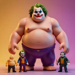 hyperrealistic rendering, fat smooth cronenberg flesh monster the joker by donato giancola and greg rutkowski and wayne barlow and zdzisław beksinski, product photography, action figure, sofubi, studio lighting, colored gels, colored background