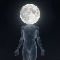 looking at the full moon, transparent soul leaving the body, dave mckean
