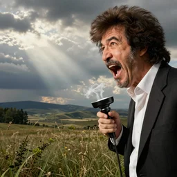 bob ross screaming spray paint out of mouth