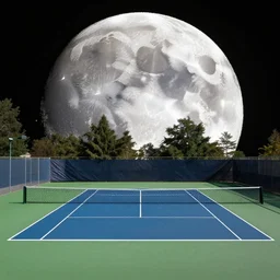 a tenis court in the moon