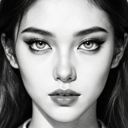 sasha grey, beautiful piercing eyes, realistic face, black and white drawing, in the style of greg rutkowski, fantasy, amazing detail, epic, intricate, elegant, smooth, sharp focus