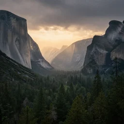 landscape photography by ansel adams forest, sunrise, mountains, dramatic lighting, raining, beautiful