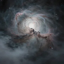 render of haunting atmospheric space, nebula, homeworld skies, volumetric lighting, fog, smoke