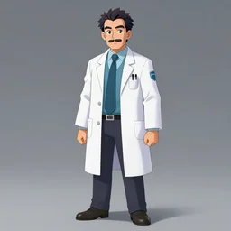 A wise middle-aged male doctor, Xenoblade 3 official character concept, anime, kawaii, full-body portrait, by Artgerm and Sakimichan, professional character designer, trending on Artstation, highly detailed, cgsociety