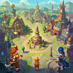 photo cartoon illustration comic manga painting of town center environement : 6 fantasy environement, digital painting, volumetric lighting by feng zhu, 3 d alejandro alvarez alena aenami artworks in 4 k beeple, by thomas kinkade hearstone league of legends dofus overwatch