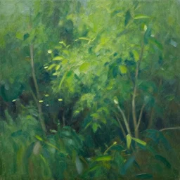 a lush green, oil painting