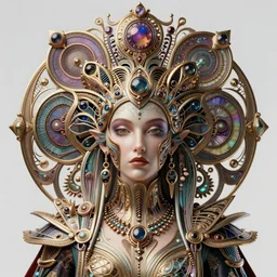 polished futuristic 3 d model of hyper - detailed beautiful groovypunk queen of santino galaxy in full regal attire. face portrait. art nouveau!!!, symbolist, visionary, baroque, giant fractal details. horizontal symmetry by zdzisław beksinski, iris van herpen, raymond swanland and alphonse mucha. hyper - real, beautiful
