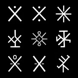 vector art of ancient symbols on perfect clean black background, dacian symbols, thracic symbols, featured on behance, clean design, vector art, amazing symbols, adobe illustrator,