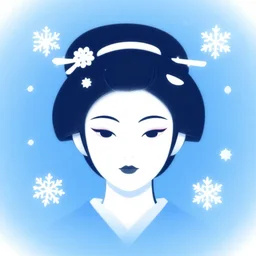 face icon stylized minimalist an asian girl with geisha makeup surrounded by snowflakes, loftis, cory behance hd by jesper ejsing, by rhads, makoto shinkai and lois van baarle, ilya kuvshinov, rossdraws global illumination