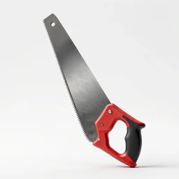 ruby red hand saw, stylized 3d render, isolated on a pure white background, centered, entire object in frame, sharp focus, soft studio lighting
