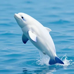 a large white - blue aquatic animal jumping out of the water, a digital rendering by maki haku, trending on deviantart, rayonism, hyper - realistic, photorealistic, hyper realism.
